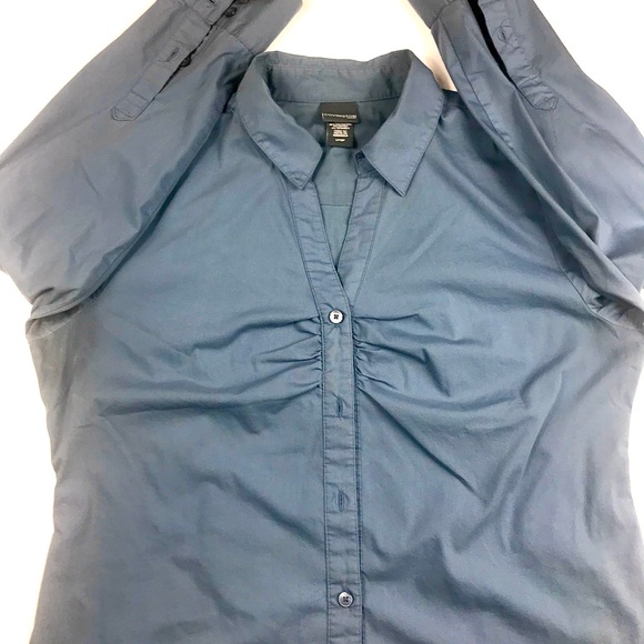 COVINGTON Petite B/D V-Neck Collared Blouse, LP/GP - Picture 1 of 8